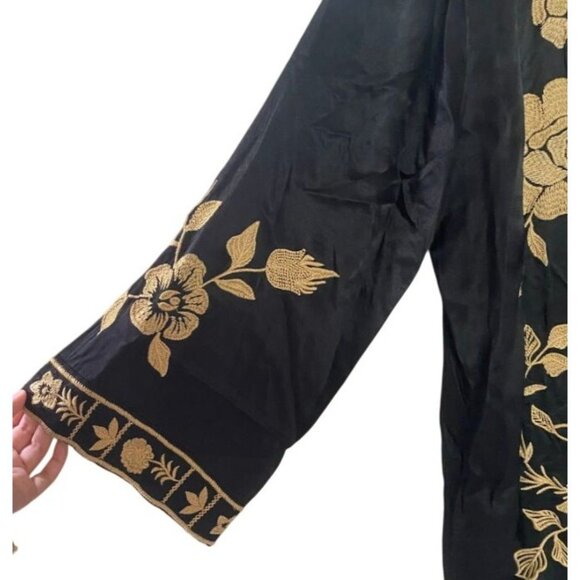 Johnny Was MARTINA LONG KIMONO Black and Gold Embroidered Sz‎ XL - Picture 5 of 6